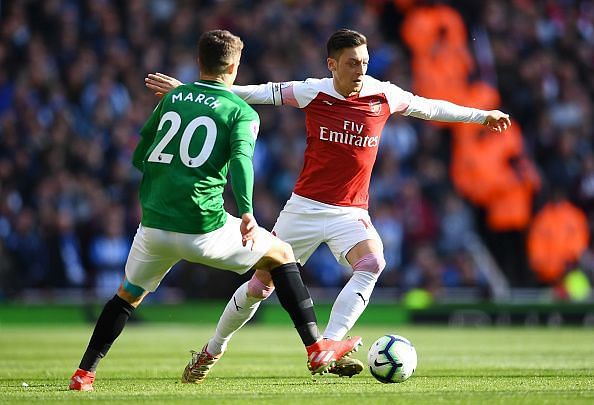 Mesut Ozil in action against Brighton